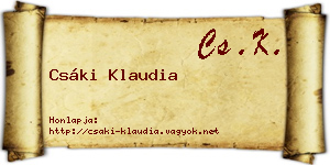 Csáki Klaudia névjegykártya
